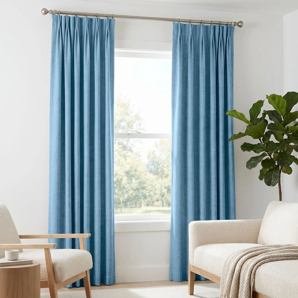 Custom Blackout Curtain - Powder Blue in room
