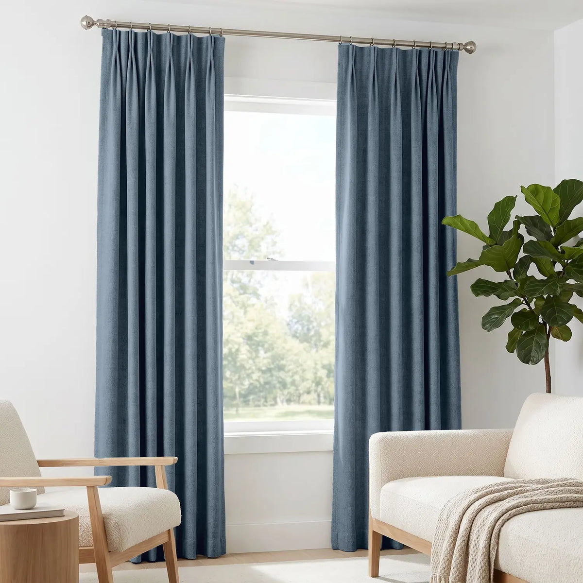 Custom Blackout Curtain - Dusty Blue in room