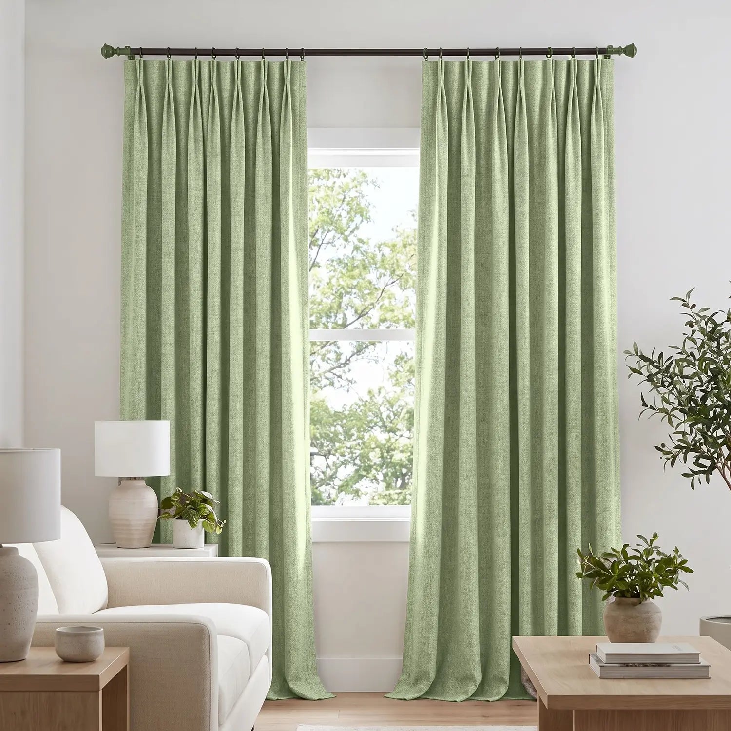 Custom Blackout Curtain - Sage Olive in room
