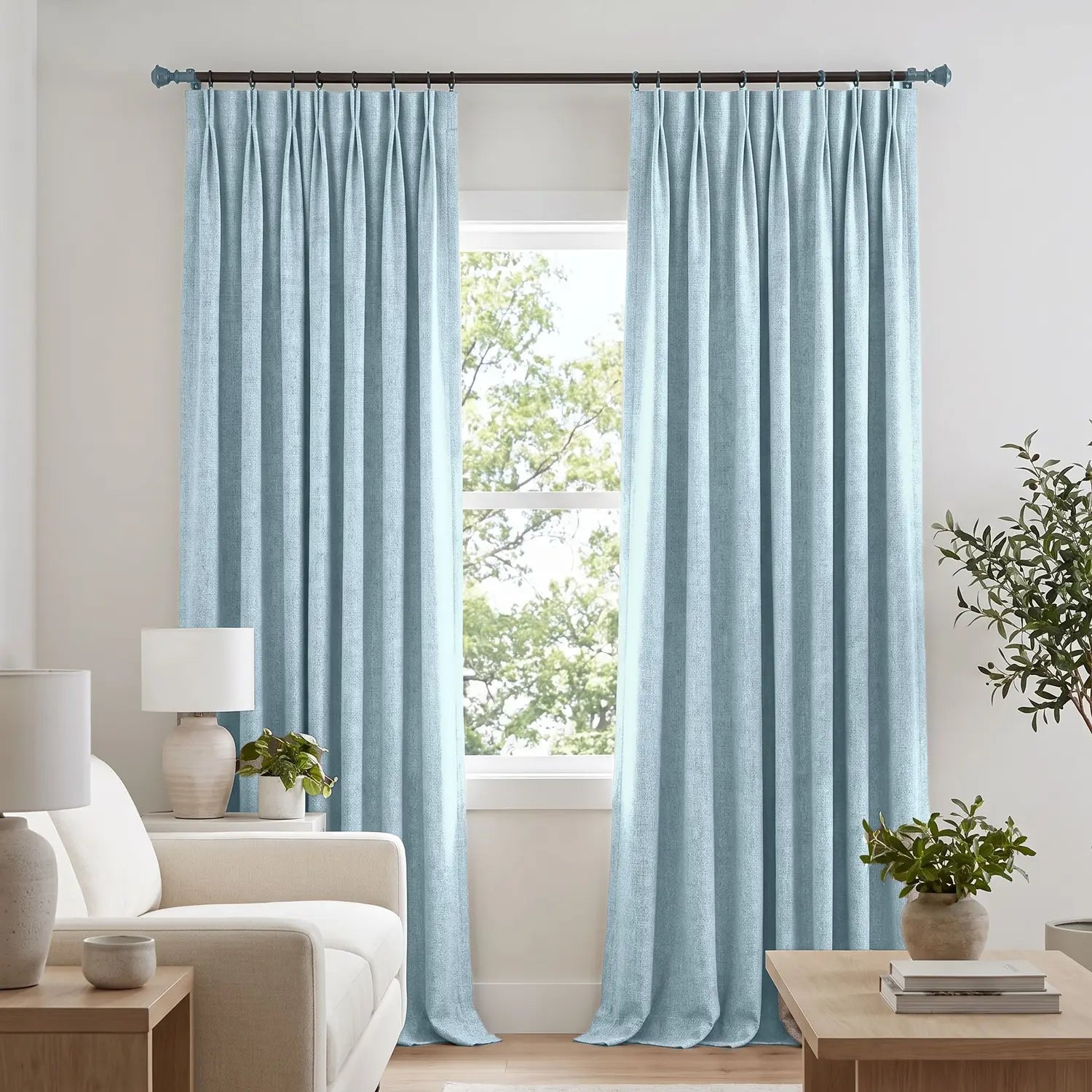 Custom Blackout Curtain - Powder Blue in room