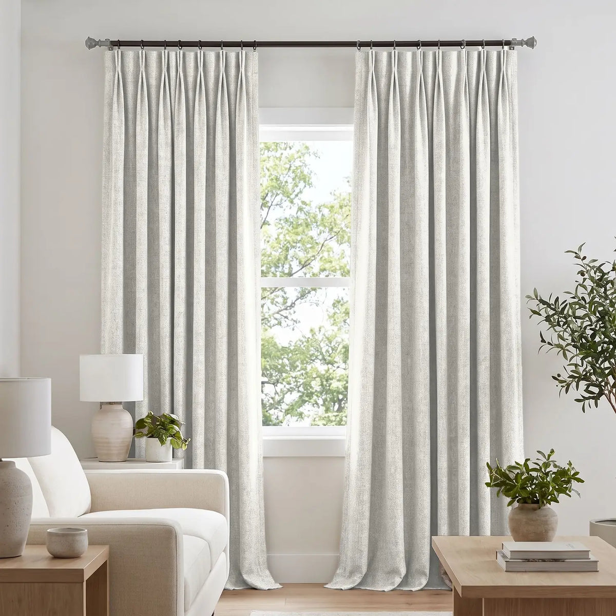 Custom Blackout Curtain - Pearl Grey in room