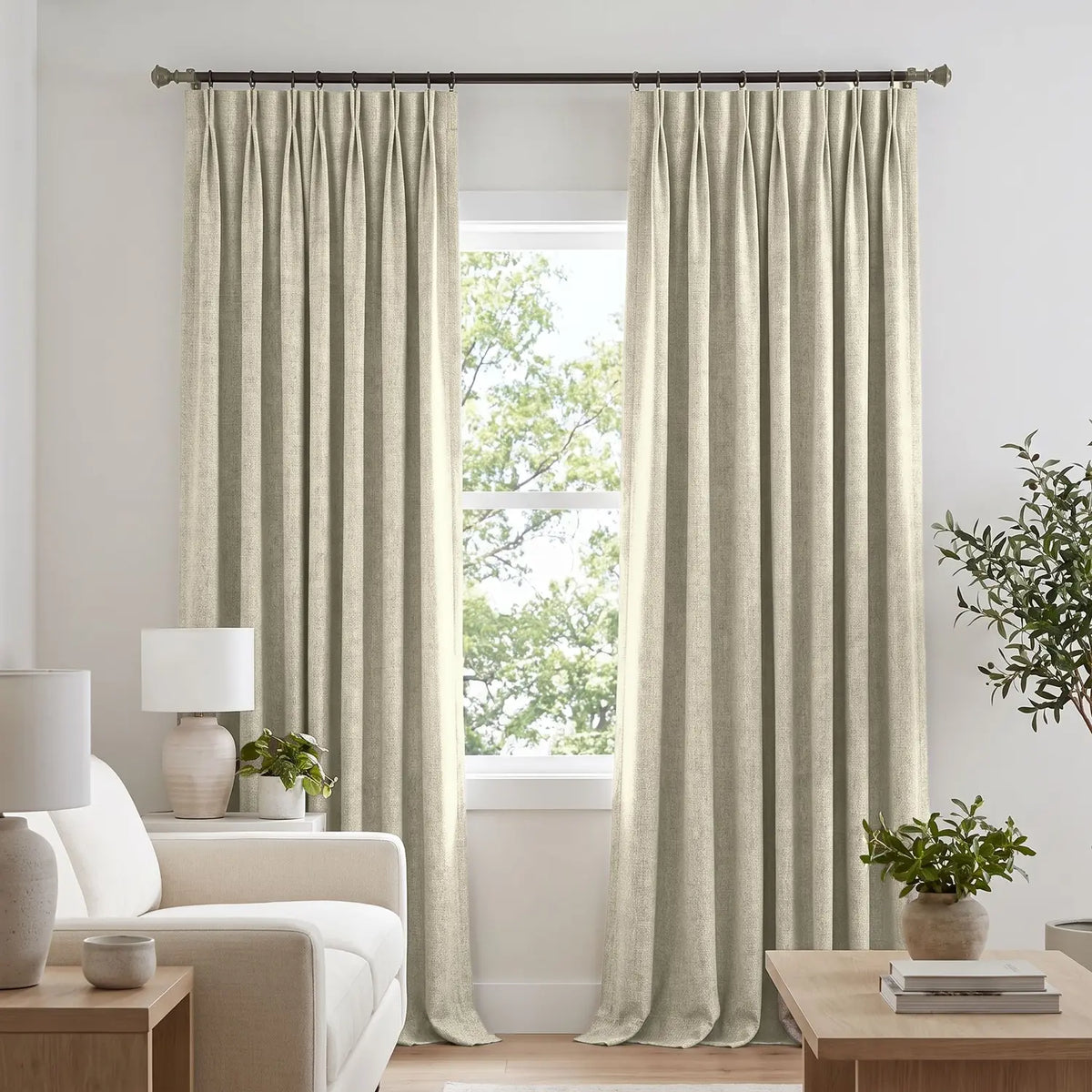 Custom Blackout Curtain - Warm Taupe in room