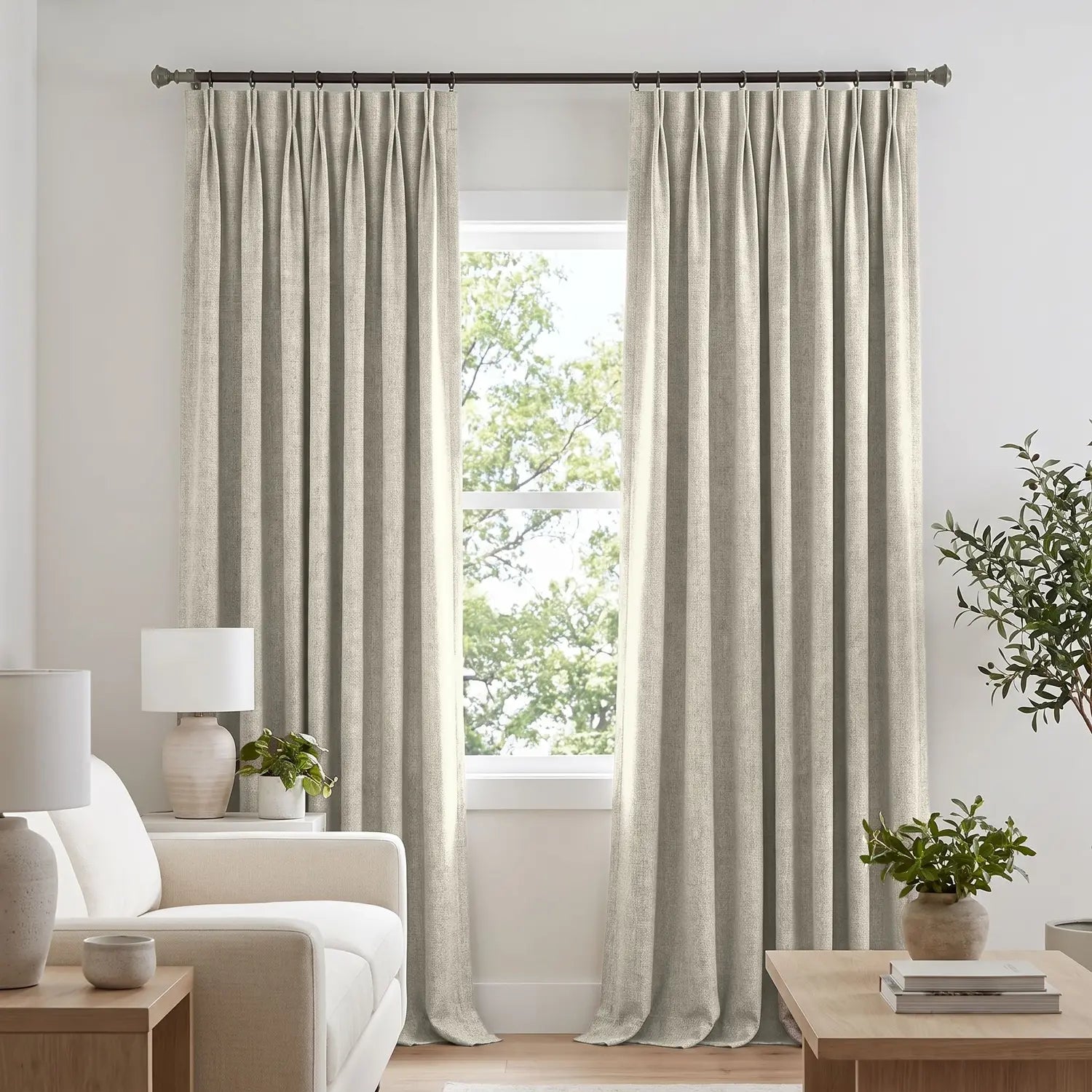Custom Blackout Curtain - Greige in room