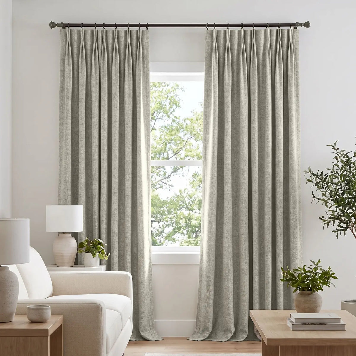 Custom Blackout Curtain - Khaki Stone in room
