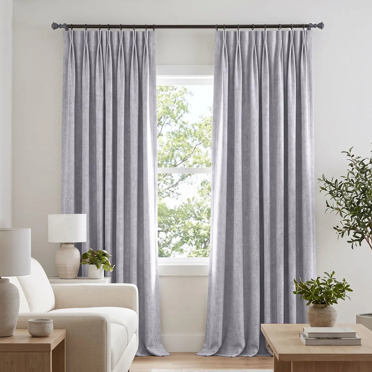 Custom Blackout Curtain - Lilac Grey in room