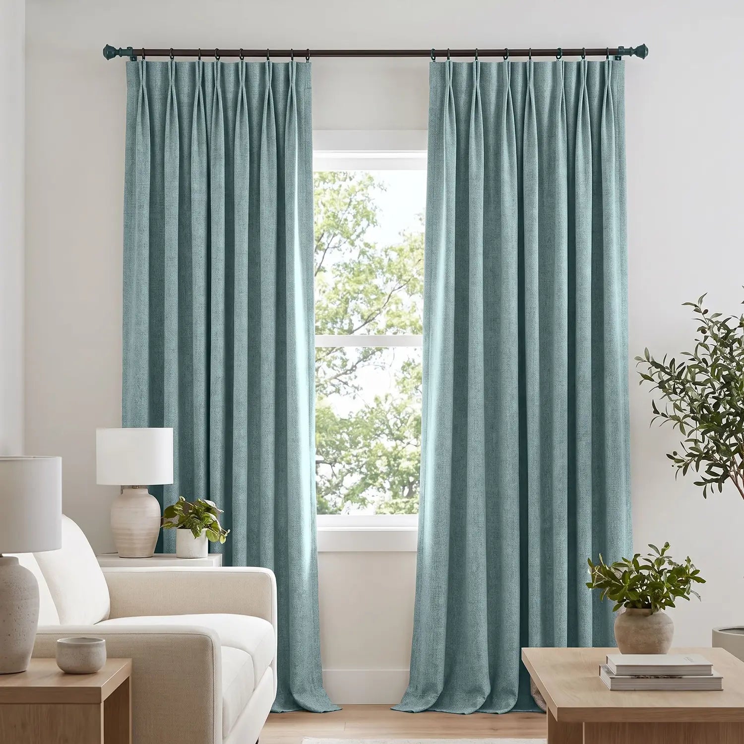 Custom Blackout Curtain - Sea Teal in room