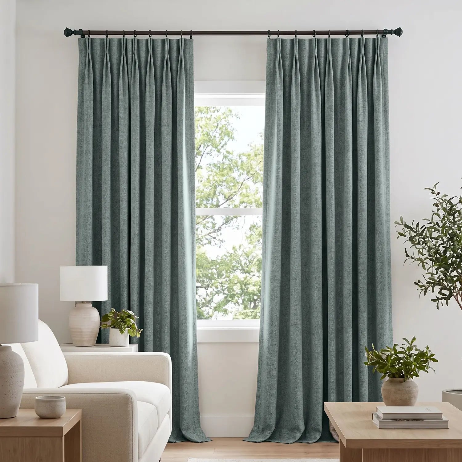 Custom Blackout Curtain - Deep Slate in room