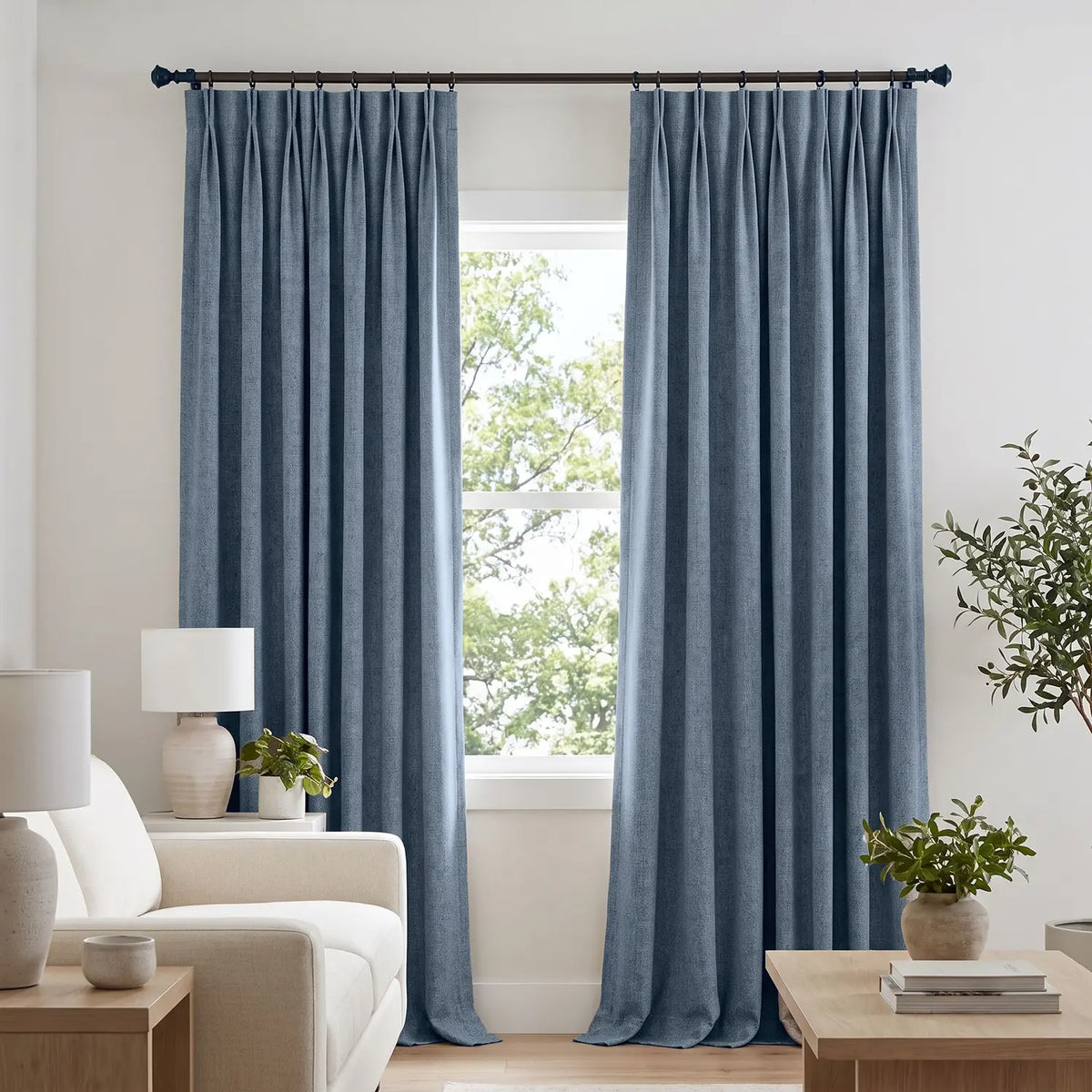 Custom Blackout Curtain - Denim Blue in room