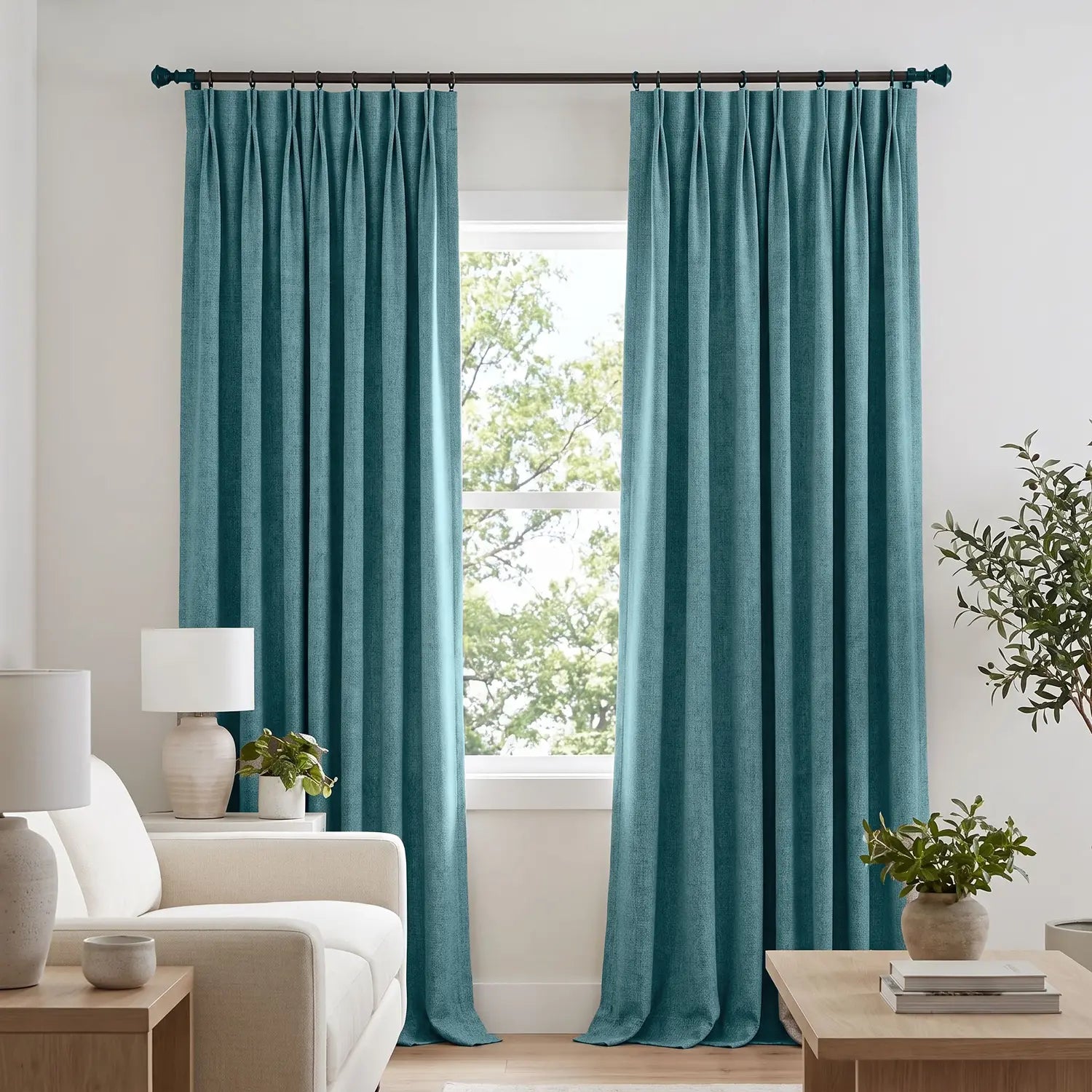 Custom Blackout Curtain - Deep Teal in room