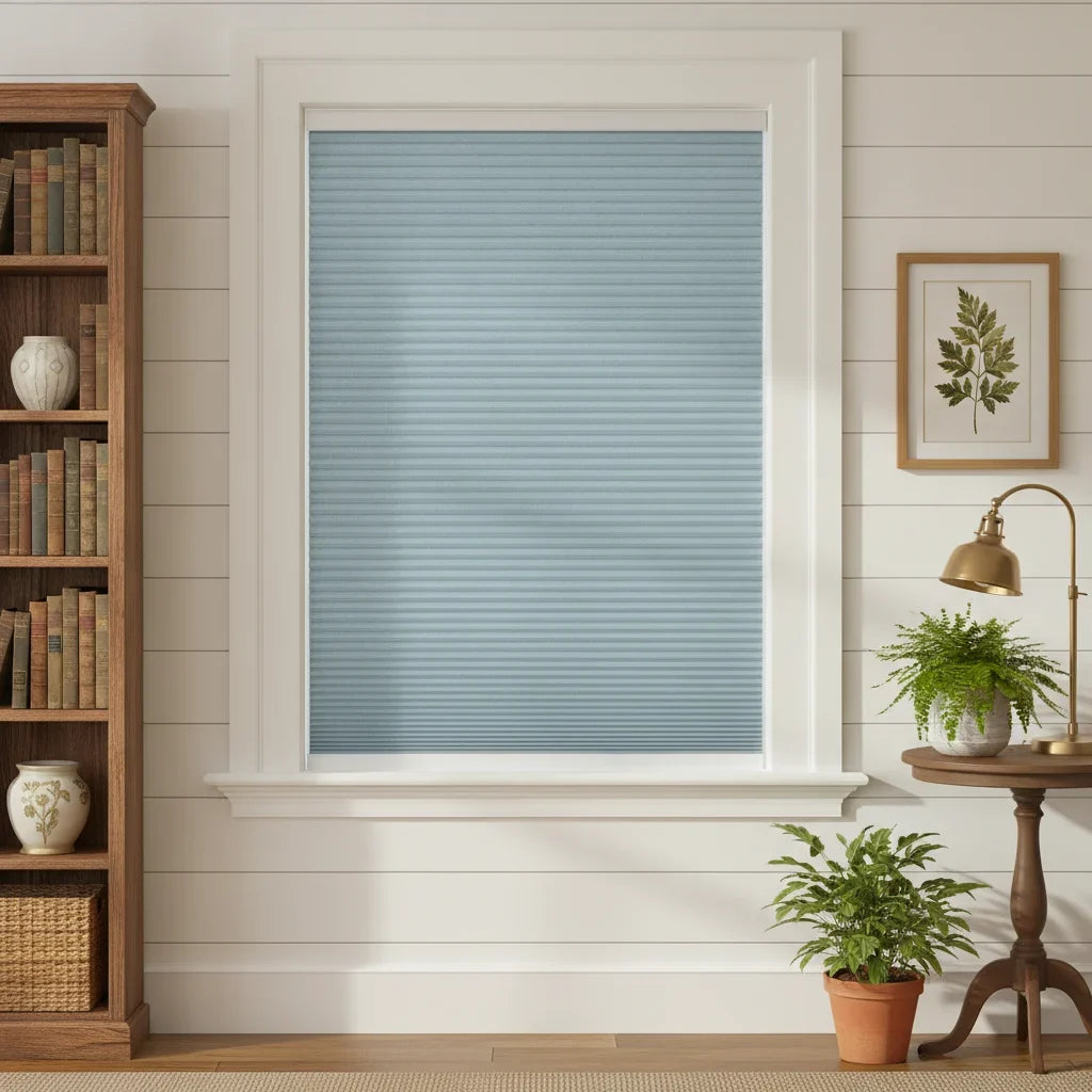 Custom Blackout Cellular Shades - OM3-12 in Cozy Bedroom