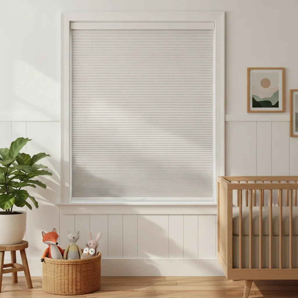 Custom Blackout Cellular Shades - OM3-14 in Nursery