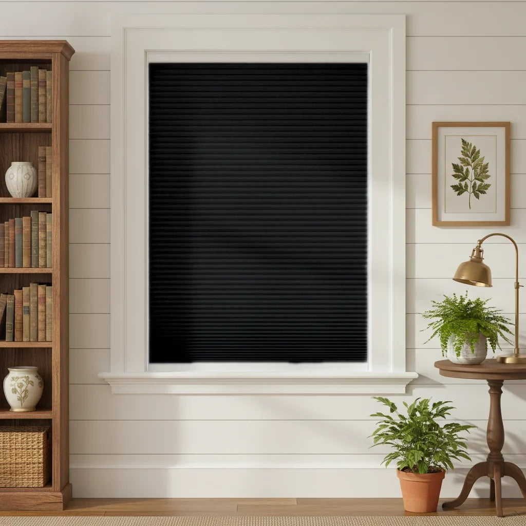 Custom Blackout Cellular Shades - OM3-6 in Cozy Bedroom