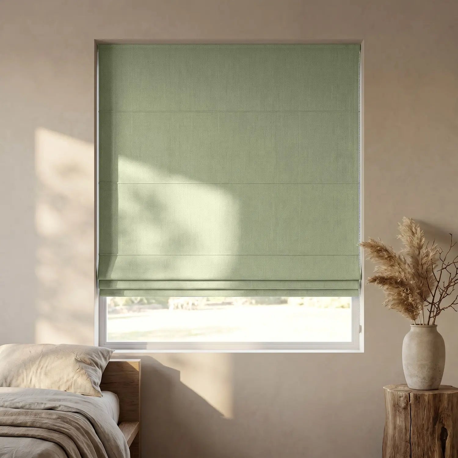 Custom Roman Shade - Honey Gold in room