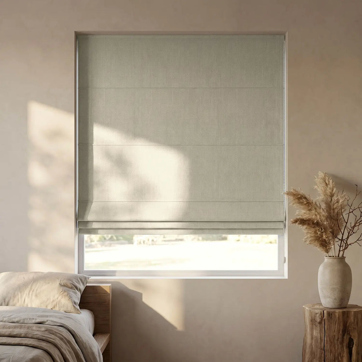 Custom Roman Shade - Apricot in room