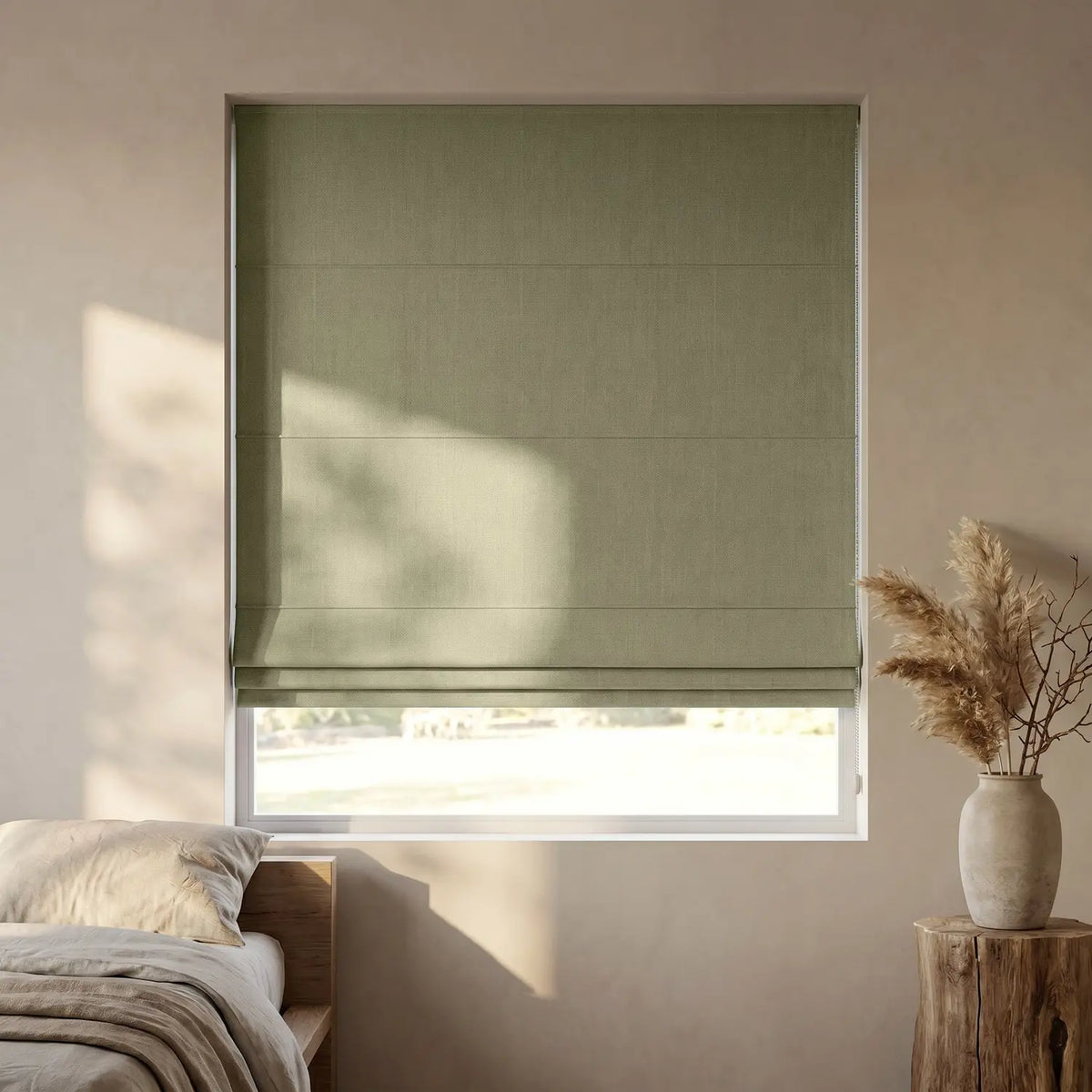 Custom Roman Shade - Mustard Gold in room