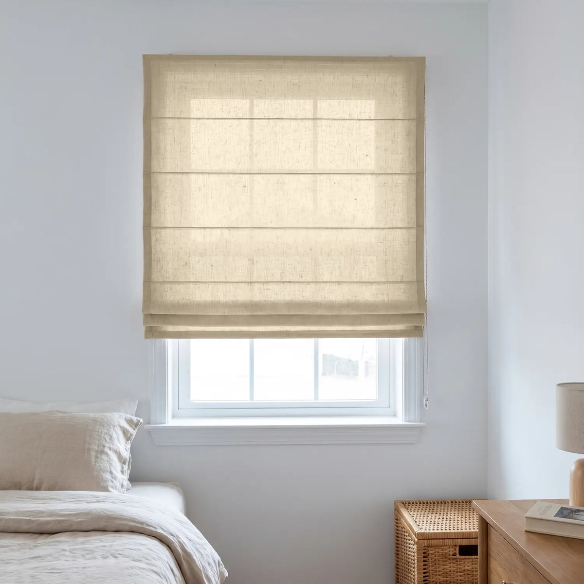 Custom Roman Shade - Terracotta in room