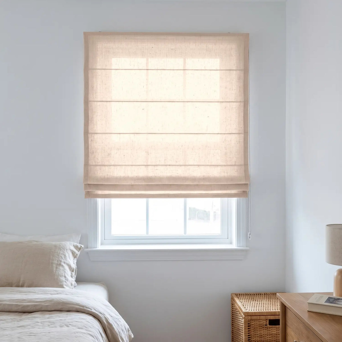 Custom Roman Shade - Apricot in room