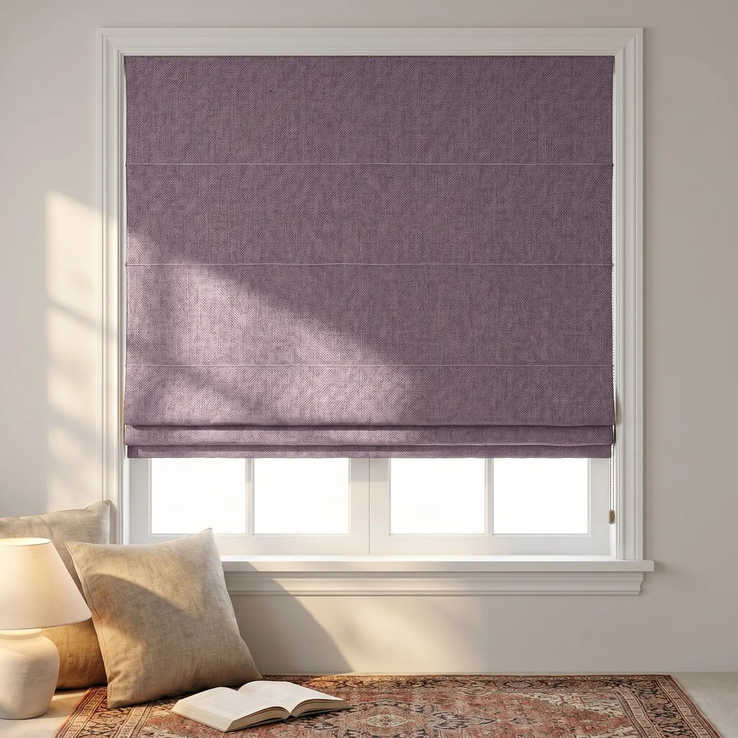 Custom Roman Shade - Mushroom in room