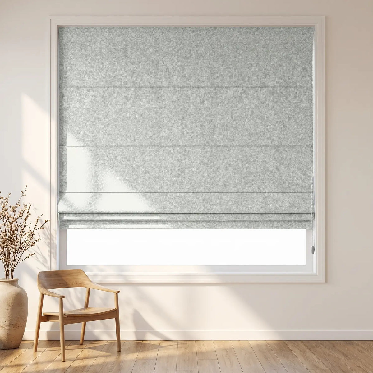 Custom Roman Shade - Ivory in room