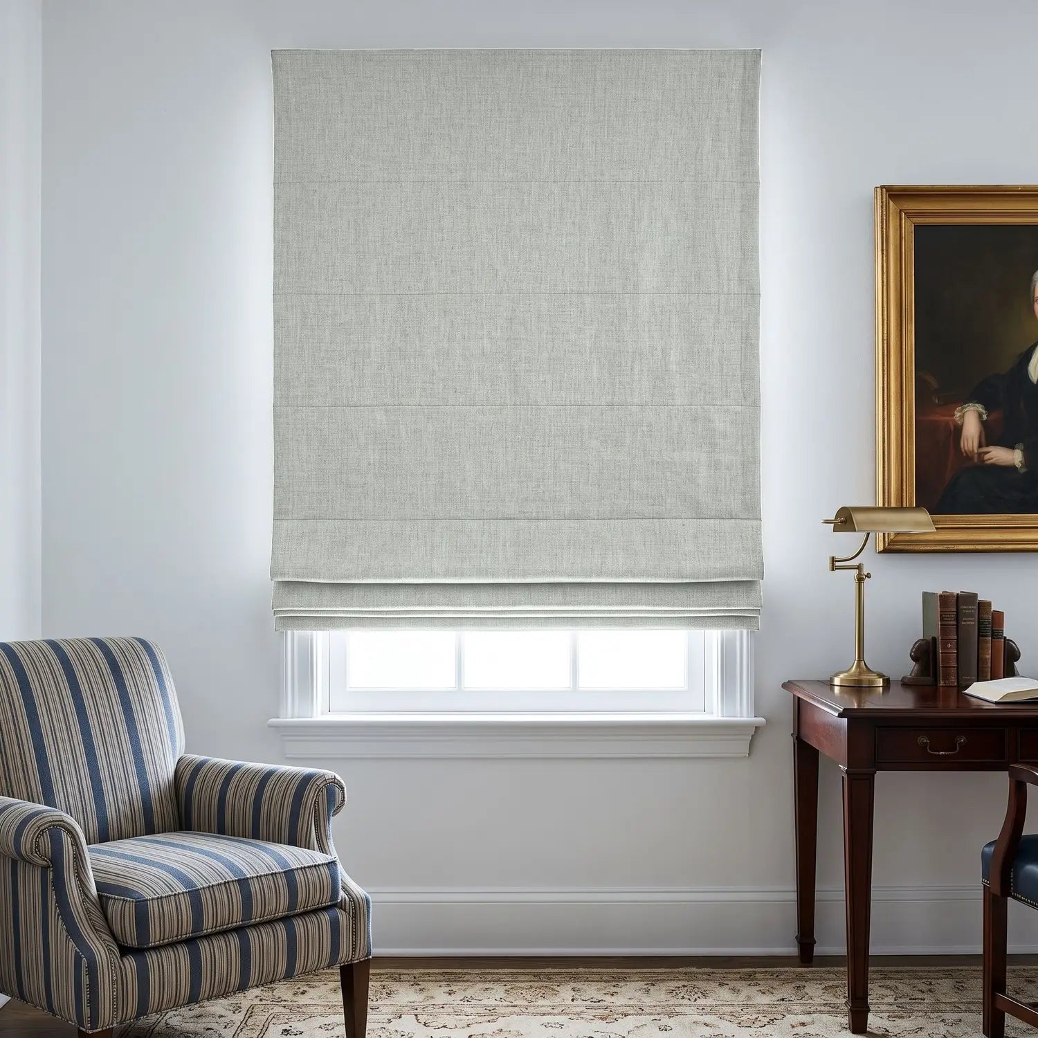 Custom Roman Shade - Ivory in room