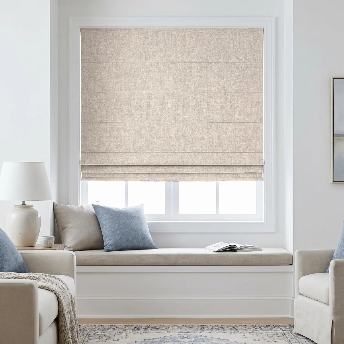 Custom Roman Shade - Apricot in room