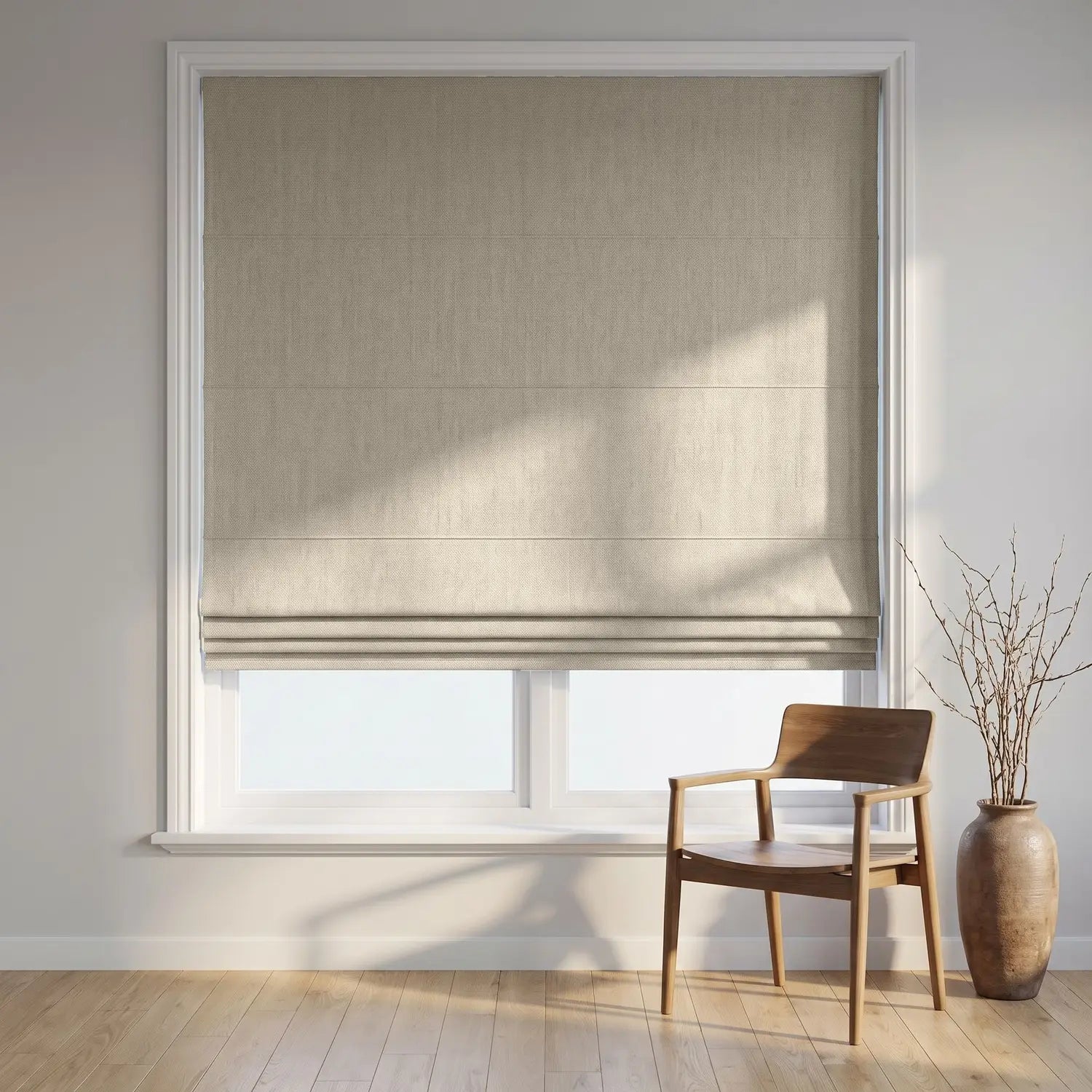 Custom Roman Shade - Apricot in room