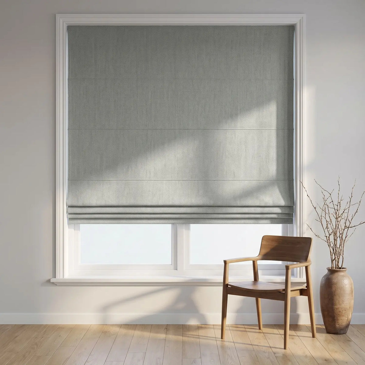 Custom Roman Shade - Almond Cream in room