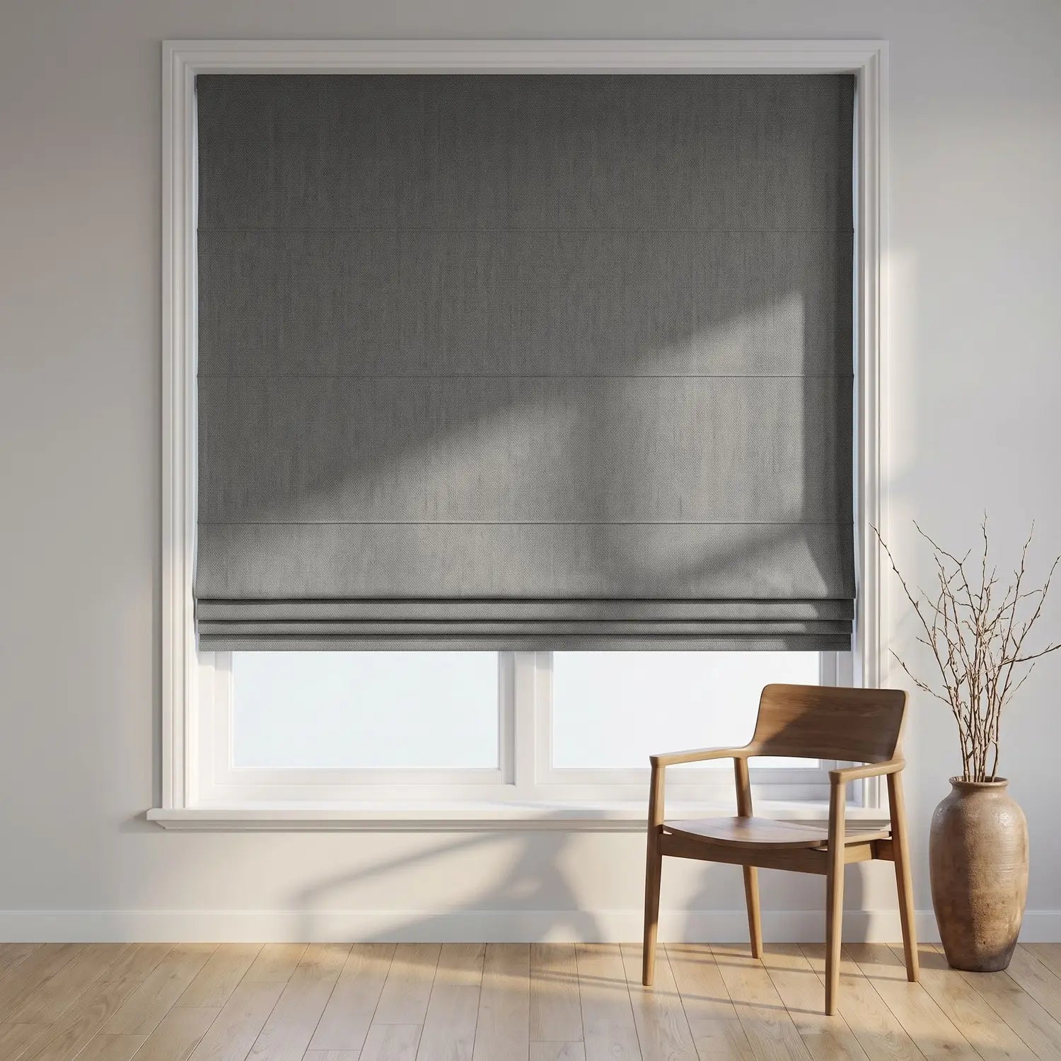 Custom Roman Shade - Mushroom in room