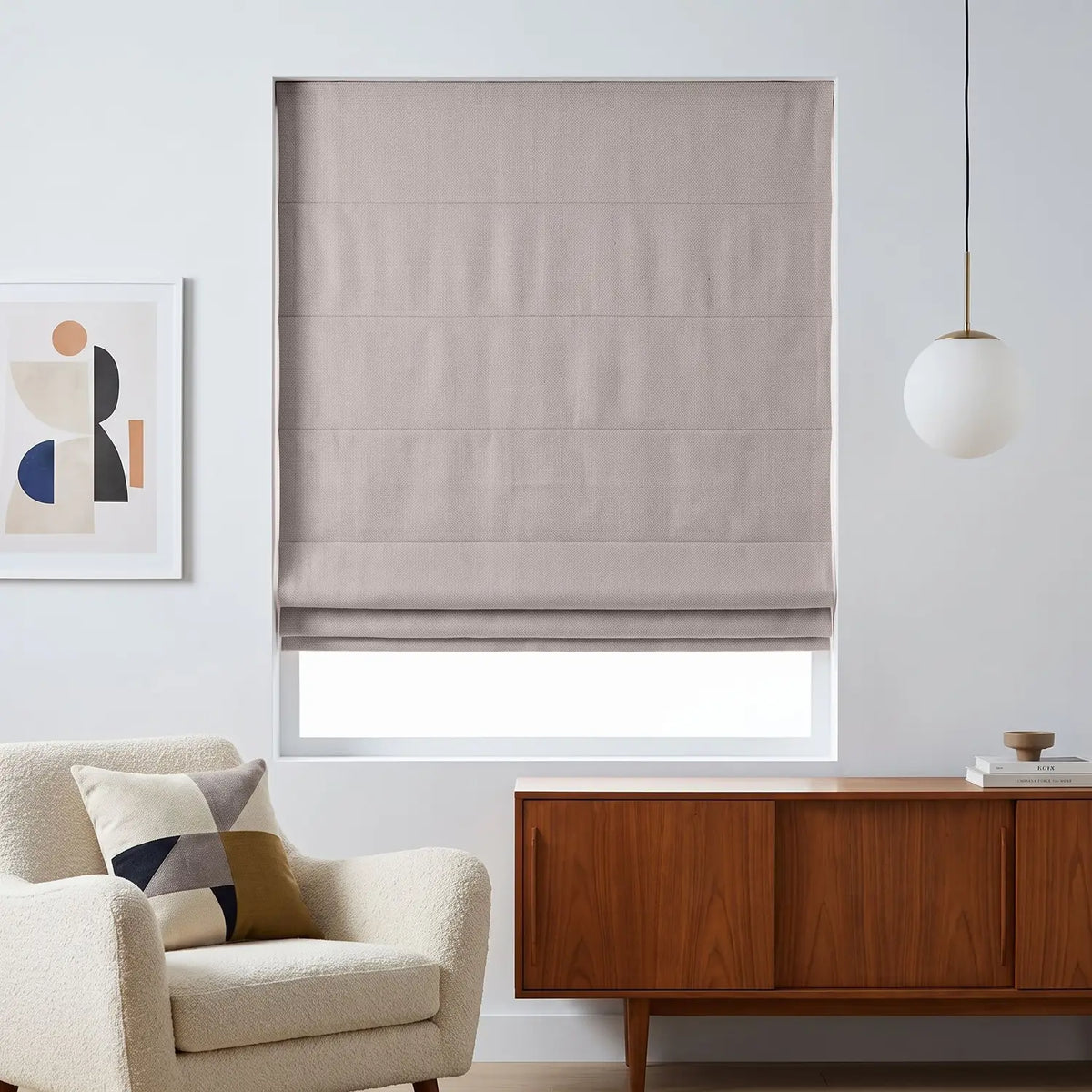 Custom Roman Shade - Mushroom in room